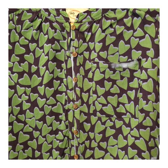 Anthropologie Conversations 30/52 Blouse 4 Heart Print Blue Green Collectible - Picture 9 of 11